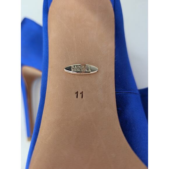 Badgley Mischka Electric Blue Cher Crystal Embellished Satin Pumps Size 11 - Picture 14 of 14